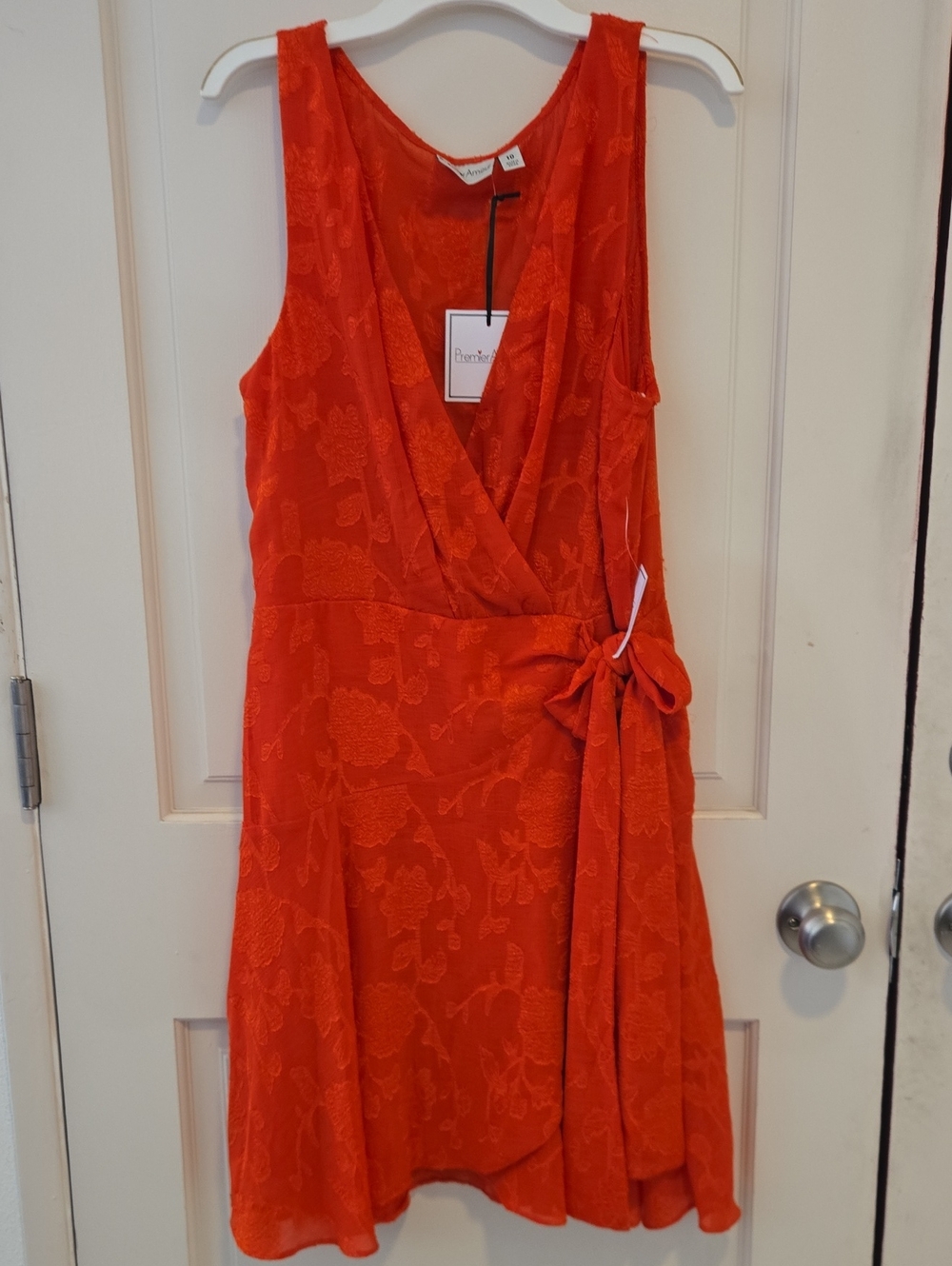 Petite Sophisticate Orange Floral Wrap Midi Dress